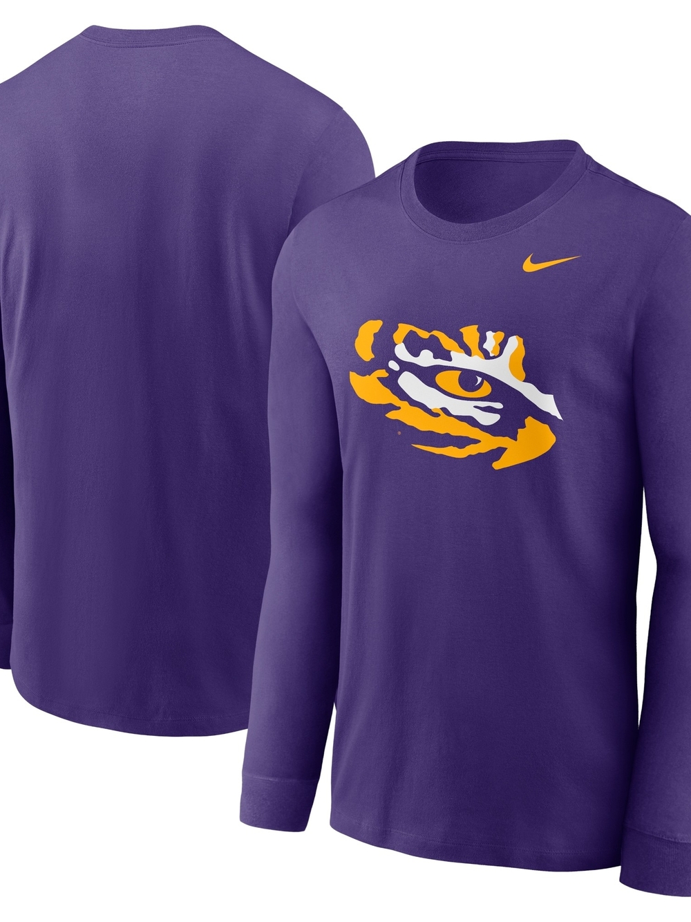 Nike Purple Long-Sleeve Tee with Gold and White Tiger Eye Graphic